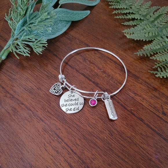 NEW She Believed She Could So She Did Bracelet Dangle Bracelet Stainless Steel - Picture 1 of 5